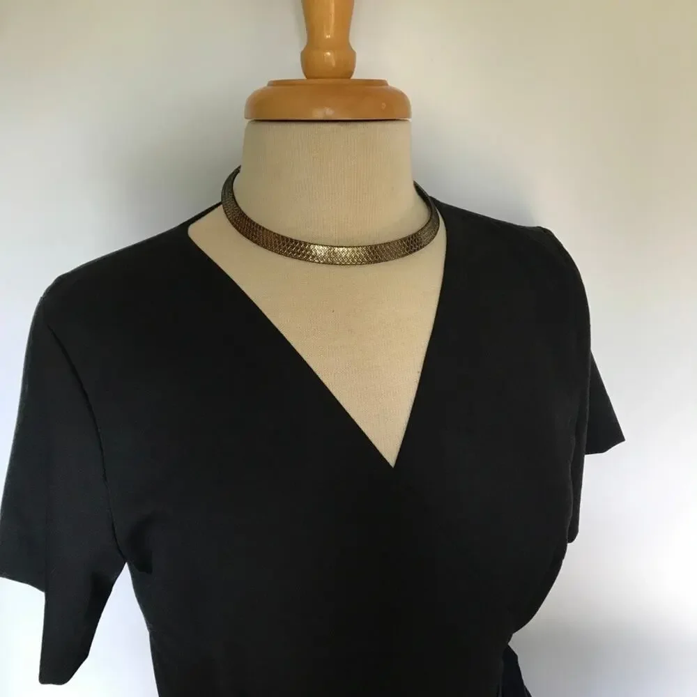 Gold Tone & Black Formed Collar Necklace Harlequin Goth Steampunk